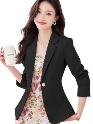 51bDJbkXdL.jpg Women Clothes Button Coats Overwea Hot Black Pink Solid Slim Jacket