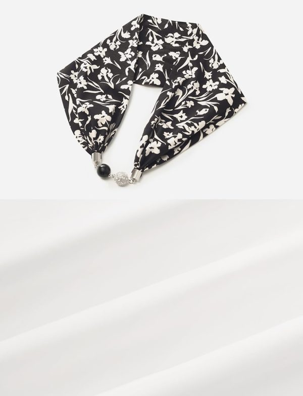 Business Casual Tops for Women Elegant V Neck White Dress Shirts Puff Sleeve Blouse for Work with Attached Silk Scarf