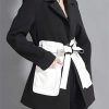 Women's Contrast Color Lapel Pocket Long Sleeve Loose Fit Office Open Front Solid Blazer