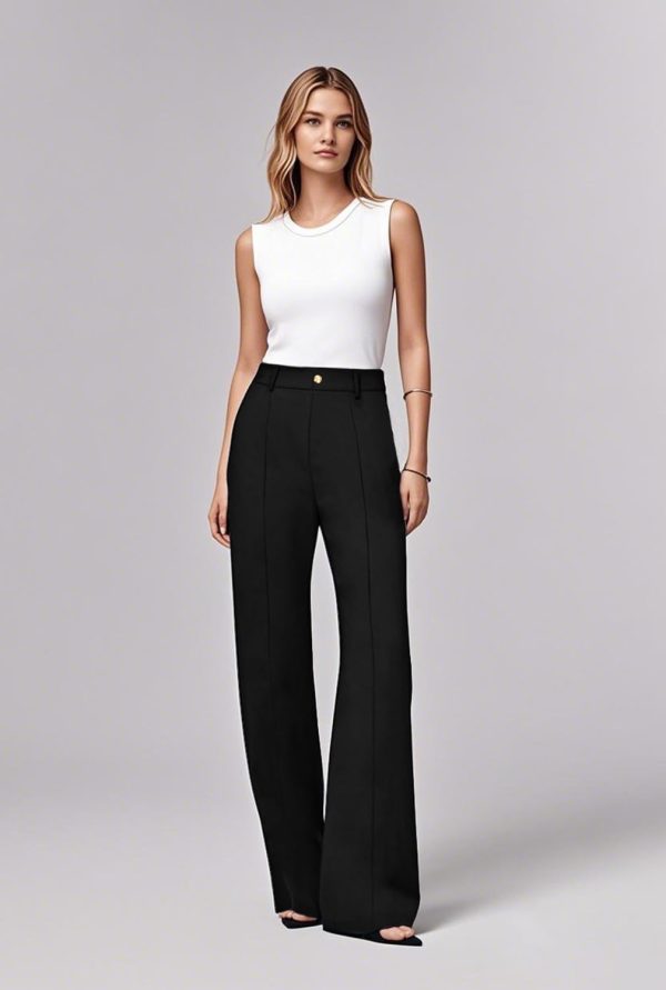 Women's Wide Leg Pants, High Waist Business Work Elastic Suit Pants for Woman, Sports Straight Trousers