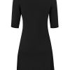Womens Summer Casual Half Sleeve Empire Waist Loose Swing Pleated Modest Work Tunic T Shirt Dresses