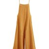 Women Casual Loose Long Bib Pants Wide Leg Jumpsuits Baggy Cotton Rompers Overalls with Pockets PZZTYP2