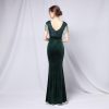 Green Sequin Long Dress Women Banquet Wedding Guest Evening Gown Formal Party Dress