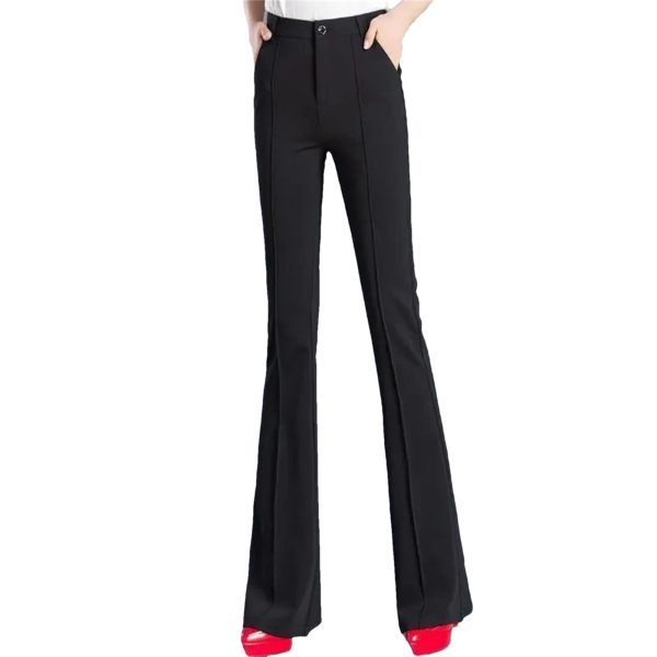 High Elastic Spring Summer Flare Pants Casual Straight Trousers for Women Work Suit Pants Loose Female Pantalon