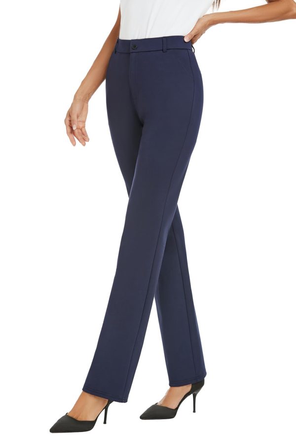Women's Stretchy Straight Leg Dress Work Pants Business Office Casual Slacks with Pockets