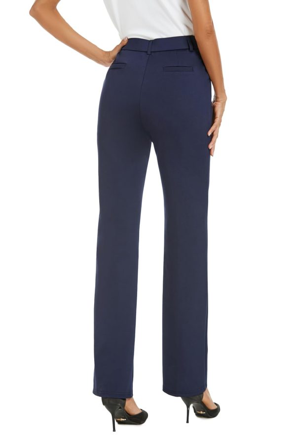 Women's Stretchy Straight Leg Dress Work Pants Business Office Casual Slacks with Pockets