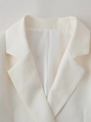 Women's Elegant Romantic Short Sleeve Blazer Skirt Set Lapel Buttoned Suit Pleated Skirt Set