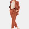 Women's Business Blazer and High Elastic Waist Pant Suit Set Loose Fit Casual Fall Winter 2 Piece Suits for Work