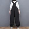 Women Loose Vintage Streetwear Wide Leg Jumpsuits Denim Overalls Spliced Black Cartoon Printed Jumpsuits