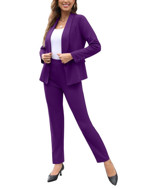 Women's Fall Business Pant Suit Long Sleeve Formal 2 Piece Blazer Set Casual Office Work Outfits 2024