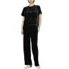 Women's Active Wear Set - Short Sleeve Tee & Athletic Pants Velvet Feel Sport Lounge