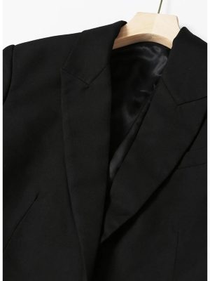 Women Blazer Denim Patchwork Fake Two Blazers And Jackets Color Matching Asymmetry Suit Coats