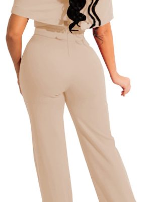 Women's Sexy Off Shoulder Ruffle Jumpsuits Elegant Wide Leg Long Pants Clubwear Rompers with Pockets