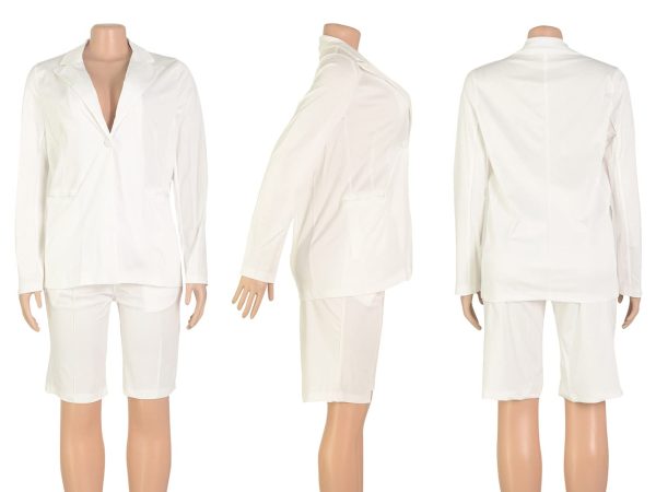 Womens 2 Piece Blazer Outfits Lapels Open Front Suit Jacket and Bermuda Shorts Set