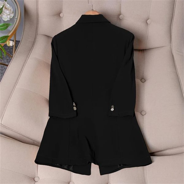 Women's Spring Summer Half Sleeve Office Coat Top All Match Stylish Jacket Blue Blazer