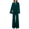 Plus Size Women's Velvet Set - Pullover Top & Wide Leg Pants Relaxed Comfort Fit
