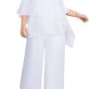 Plus Size Mother of Bride Pant Suits 2 Piece Chiffon Sets Ruffle Layers Wedding Guest Outfit