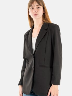 Women's IHKATE Casual Long Sleeve Lapel Collar Buttons Work Office Suit Blazer Jacket with Pockets