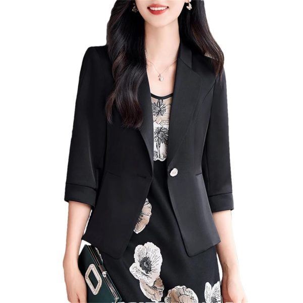 Women Summer Style Elegant Office Wear Jacket Business Uniforms Half Blazer Work Coat