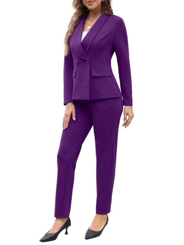 Women's Fall Business Pant Suit Long Sleeve Formal 2 Piece Blazer Set Casual Office Work Outfits 2024