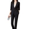 51yuIxoK9L.jpg Women Spring Summer Temperament Half Sleeve Business Slim Blazer and Pants Office Ladies Work Wear Suits