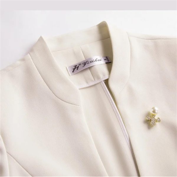 Women Summer High End Thin Temperament Half Sleeve Slim Blazer and Pants Office Ladies Work Wear Suits