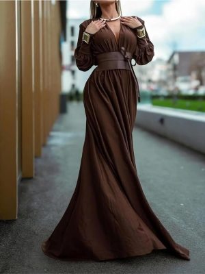 Elegant Women's Slit Floor-Length Wedding Guest Dress - Summer Party Dress for Women