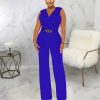 Women's Dressy Jumpsuits Summer Sexy Party Rompers Elegant Deep V Neck Backless Clubwear Wide Leg Long Pants