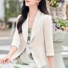 Women Summer Style Elegant Office Wear Jacket Business Uniforms Half Blazer Work Coat