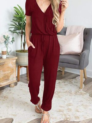 Jumpsuits for Women 2025 Spring Summer Casual Dressy Short Sleeve Romper Airport Vacation Travel Outfits
