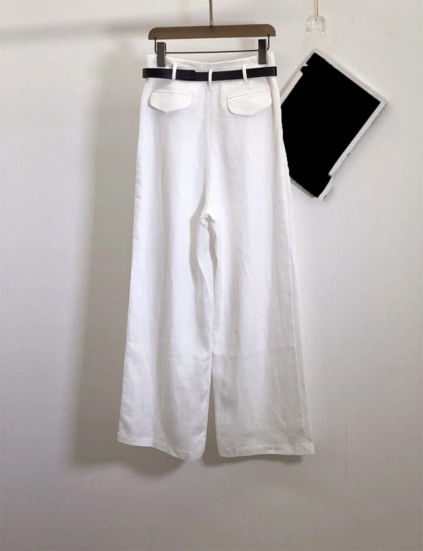 Women's Linen Vest Set - High Waist Wide Leg Pants