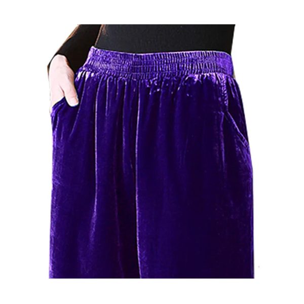 Plus Size Women's Velvet Set - Short Sleeve Top & Straight Leg Pants Premium Relaxed Fit