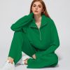 Women's 2 Piece Outfits Lounge Set 2025 Oversized Half Zip Sweatshirt Wide Leg Sweatpant Set Sweatsuit Tracksuit