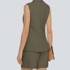 Two Piece Sets for Women Blazer Suit Asymmetrical Vest Notched Collar Summer Shorts Business Casual Outfits