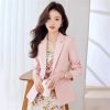 Women Clothes Button Coats Overwea Hot Black Pink Solid Slim Jacket