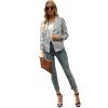 Women 3/4 Sleeve Blazer Open Front Cardigan Jacket Work Office Blazer
