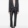 Women's 2-Piece Suit Wide Herringbone Notch Lapel Double Breasted Buttons Jacket Leather Pants Work Meeting