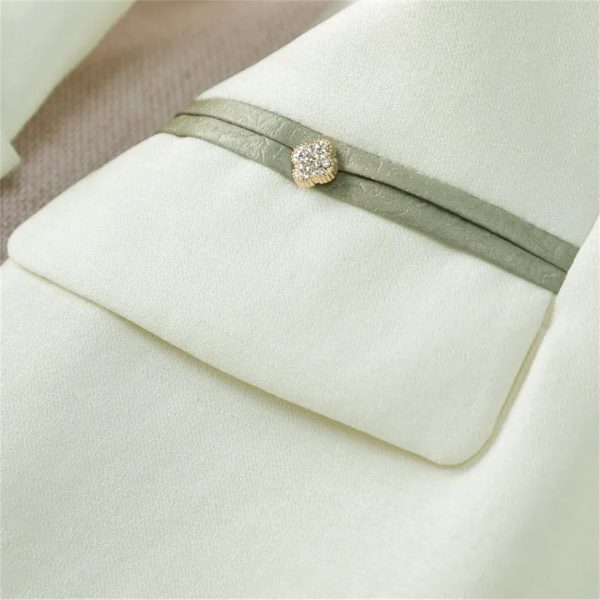 Women Black Beige Patchwork Jacket and Suits Pants Spring Summer Office Lady Elegant 2 Piece Sets High End Outfits