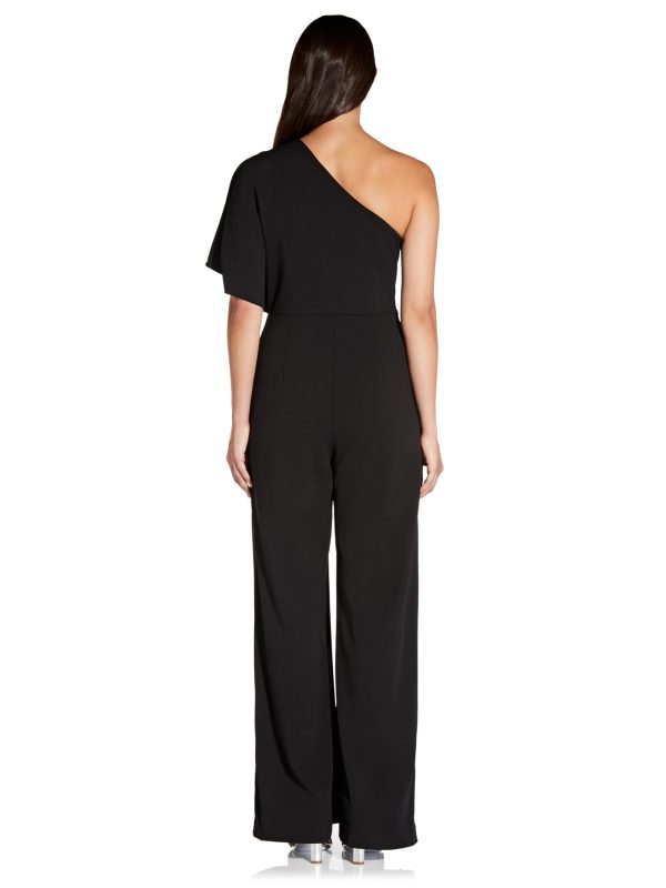 Women's Size One Shoulder Crepe Melania Jumpsuit Plus