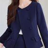 Women Commuting Office Half Skirt Two Piece Set Slim Fit Double Breasted Long Sleeved Half Skirt Set