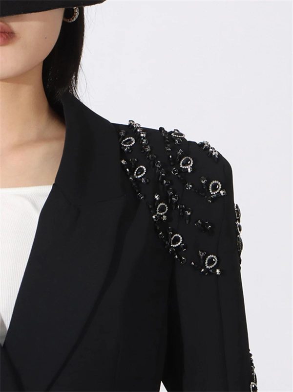 Women's Diamond Mini Dress - Lapel Long Sleeve Slimming Sexy