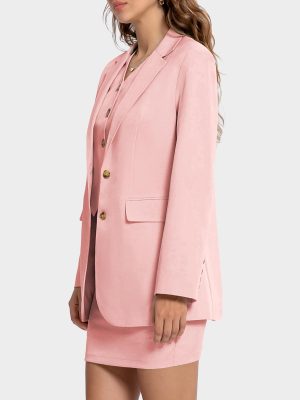 Women's 3 Piece Skirt Sets Business Casual Short Skort Blazer Suit Long Sleeve Jacket Vest Matching Outfits