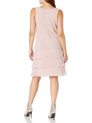 Women's Mother of The Bride Tiered Jacket Dress with Shoulder Embellishment (Petite and Regular Sizes)