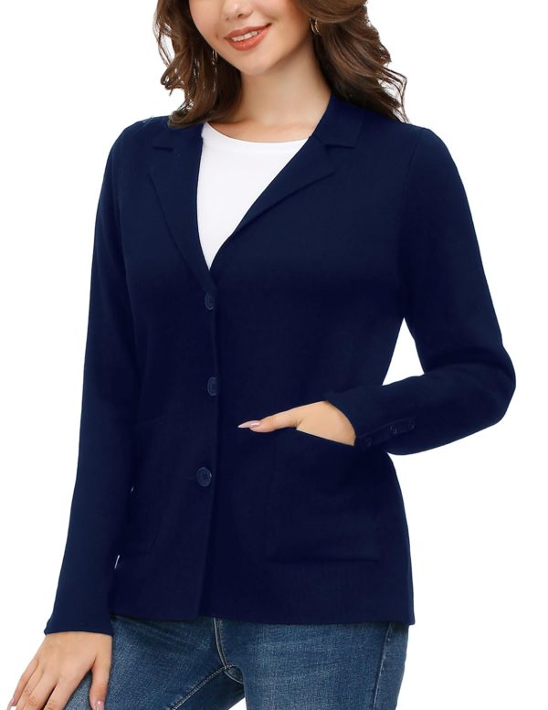 Women's Long Sleeve Casual Blazer Work Office Bussiness Jacket with Pocket