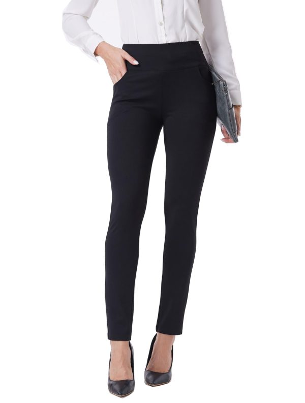 Women's Work Pants Comfy Stretch Skinny Leg Elastic High Waist Pull on Business Casual Dress Pants