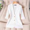 617PTfTL4mL.jpg Women Spring Summer Wear Half Sleeve Jacket Office Single Breasted Thin Suit Blazer