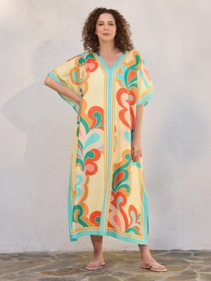 Paisley Pop Caftan Beach and Pool Coverup