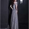 Shiny Sequin Off Shoulder Evening Dress for Women Classic Luxury Banquet Party Gown