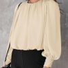 Women's Tops Blouses for Women Casual Long Sleeve Shirts Crew Neck Bohemian Solid Color Spring Work Business