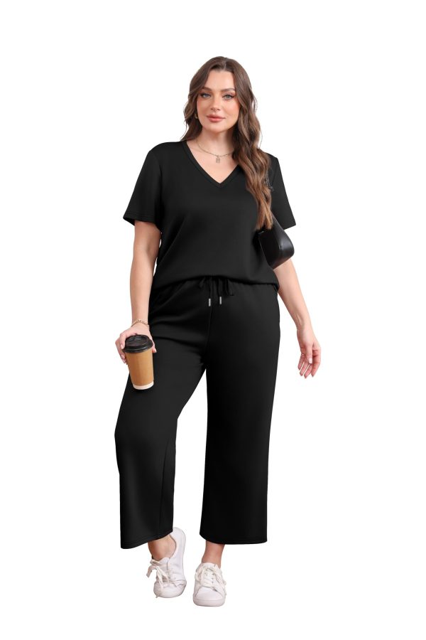 2 Piece Sets for Women Summer Lounge Set Wide Leg Pants Matching Set Vacation Travel Outfits Beach Clothing